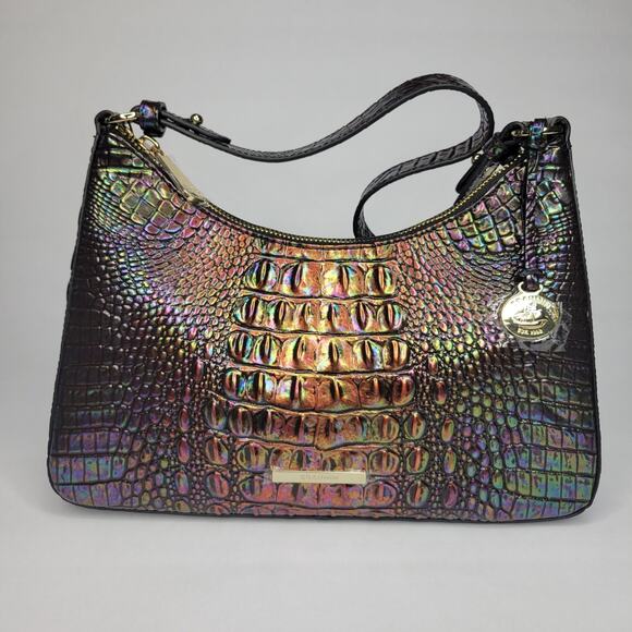 BRAHMIN Esme Black Pearl Ombre Melbourne Shoulder Bag Purse Hologram NWT - Picture 2 of 13